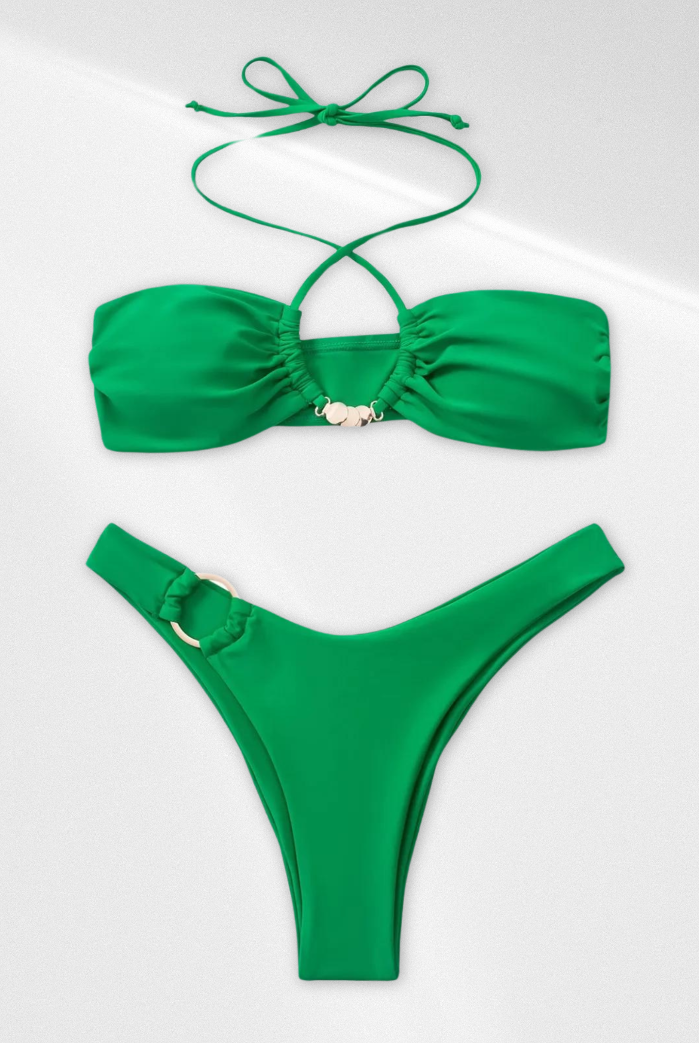 Evergreen Elegance Cross Halter Bikini Set